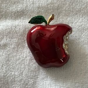 Apple pin with rhinestones